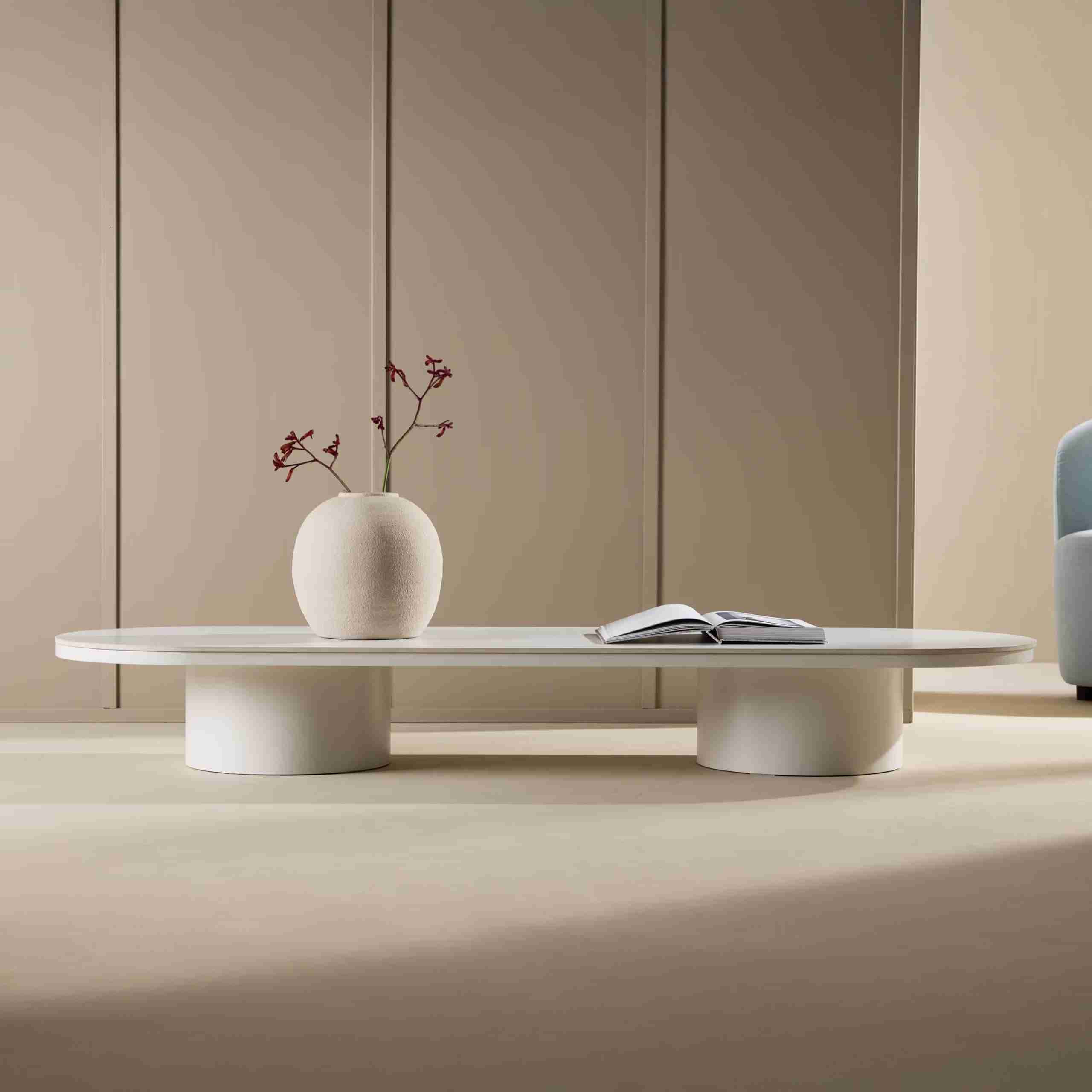 Nohr Ovale Salontafel Shundrika MDF Steenlook, 190 x 60cm - Beige - Ovaal