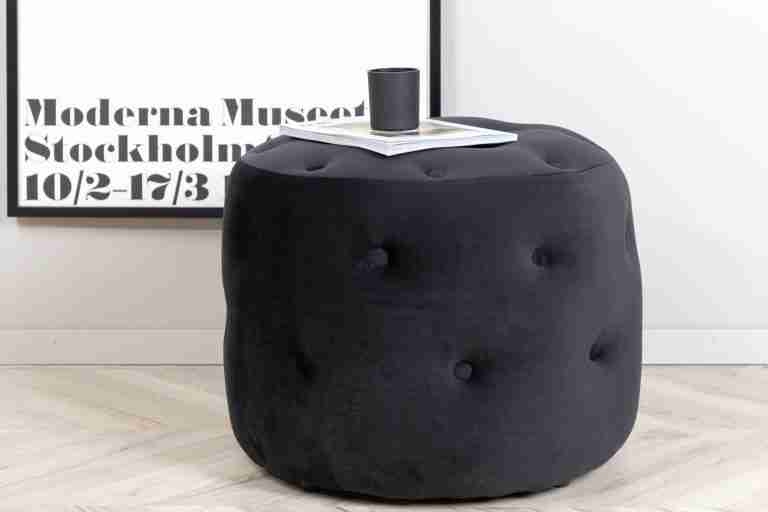 Nohr Poef Melony Velvet, √ò55cm - Zwart