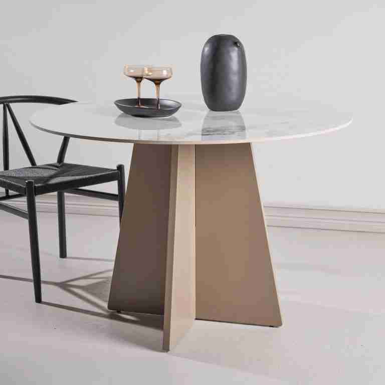 Nohr Ronde Eettafel Cynthiaann Marmerlook, 110cm - Beige
