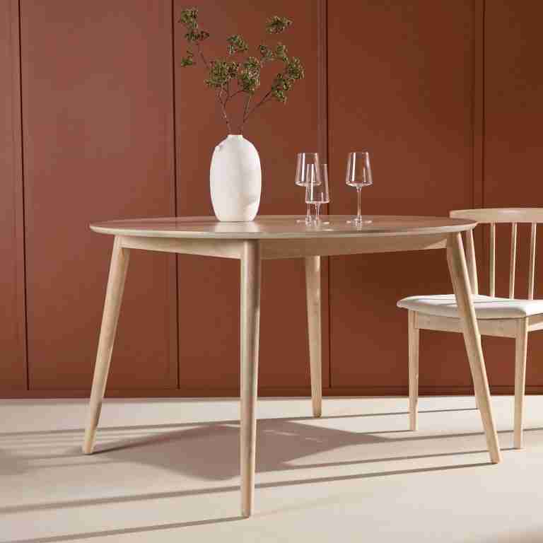 Nohr Ronde Eettafel Neomi Rubberhout, 120cm - Whitewash