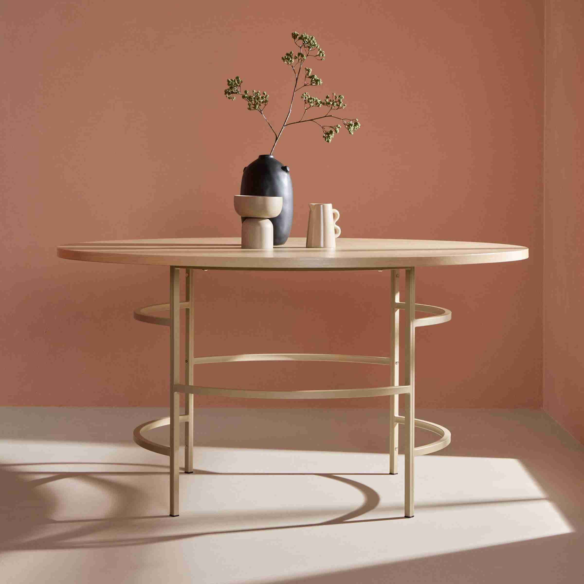 Nohr Ronde Eettafel Vu MDF, 140cm - Whitewash/Beige