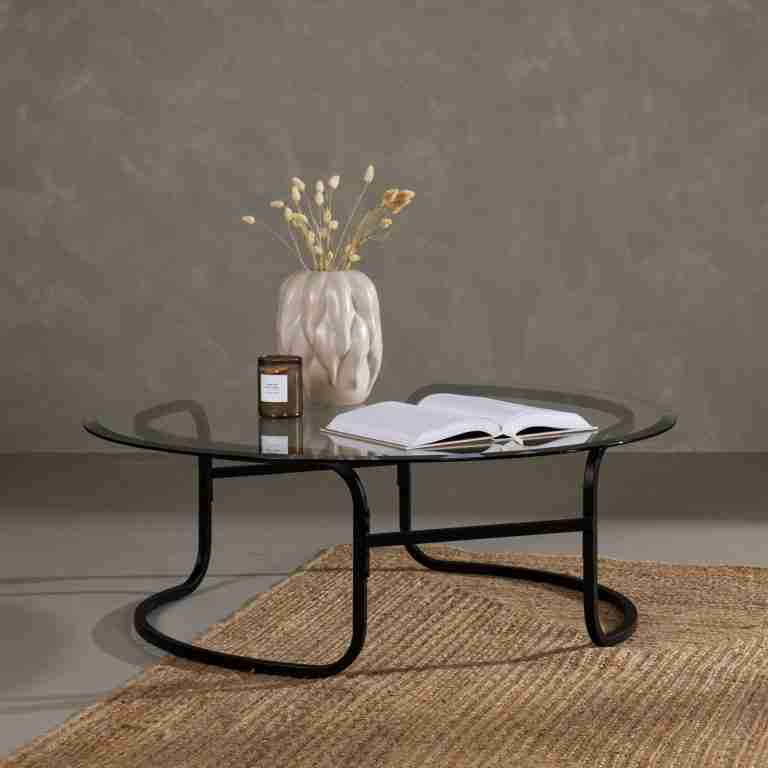 Nohr Ronde Salontafel Myron Glas, 110cm - Zwart