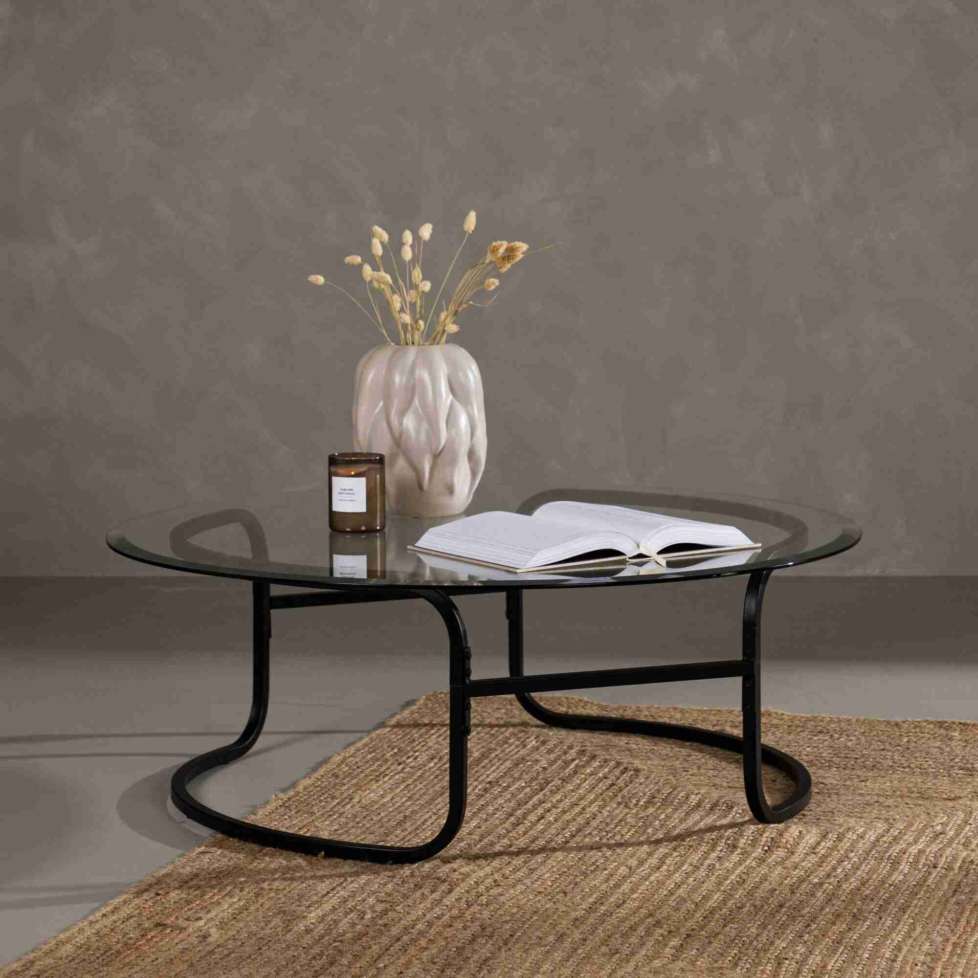 Nohr Ronde Salontafel Myron Glas, 110cm - Zwart