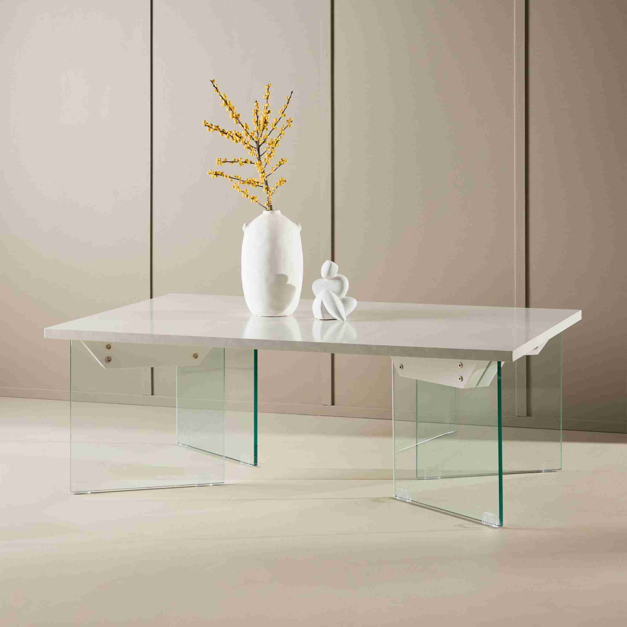 Nohr Salontafel Hal Betonlook en glas, 120 x 80cm - Wit