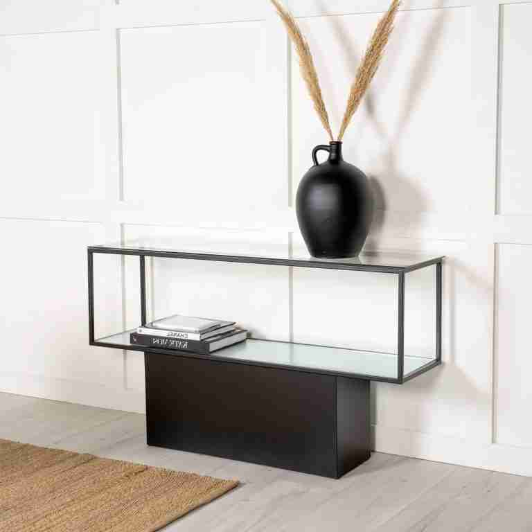 Nohr Sidetable Sheema 130 x 35cm Glas met zwart metaal
