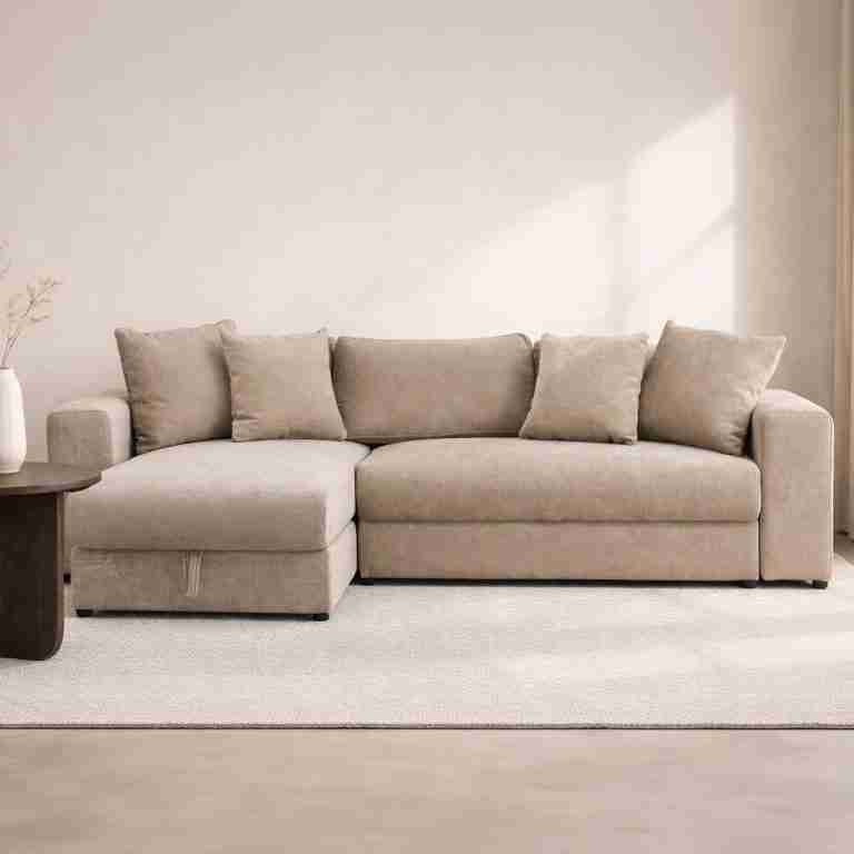 Nohr Slaapbank Sokhom met lounge en opbergruimte, Velvet - Beige