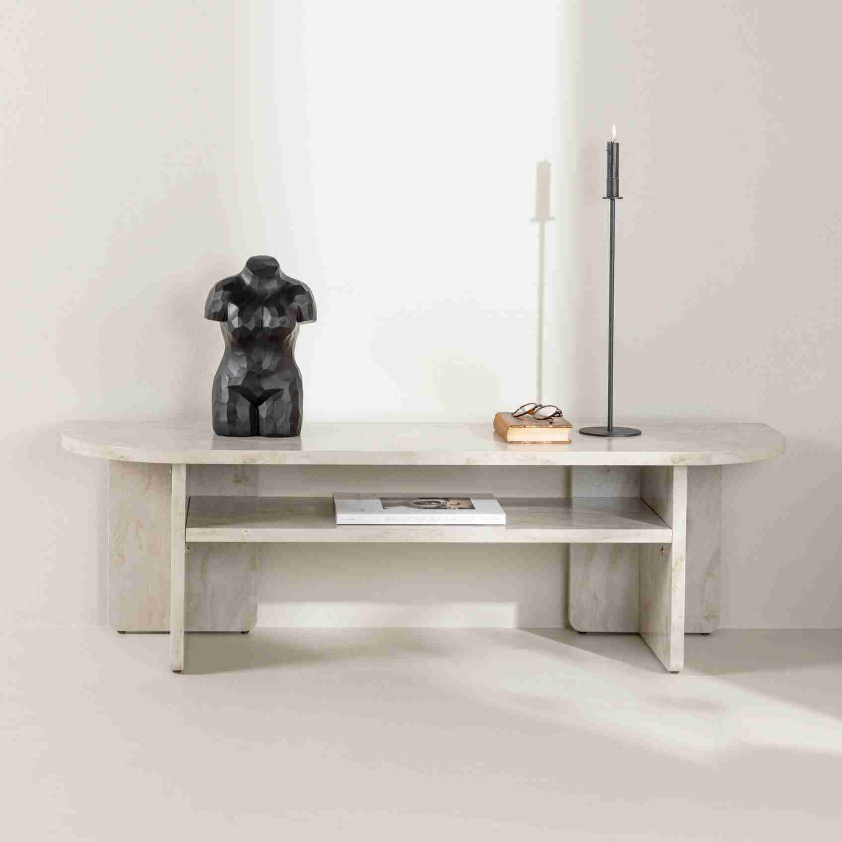 Nohr TV-meubel Jenelle MDF Marmerlook, 140cm - Beige