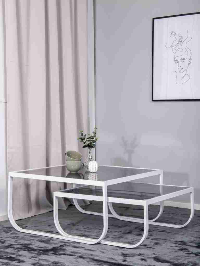 Nohr Vierkante Salontafel Ira Glas, 81 x 81cm - Wit