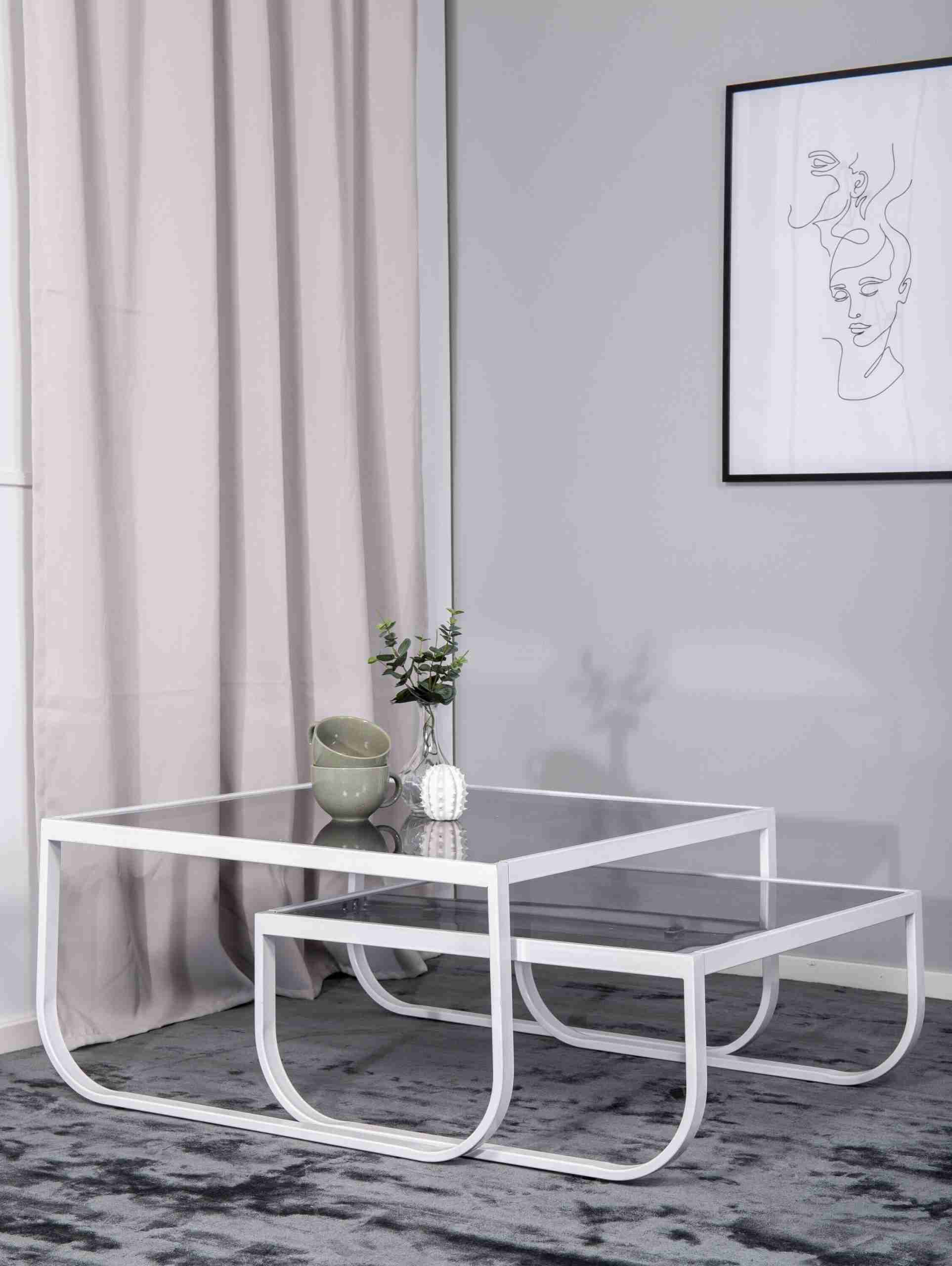 Nohr Vierkante Salontafel Ira Glas, 81 x 81cm - Wit