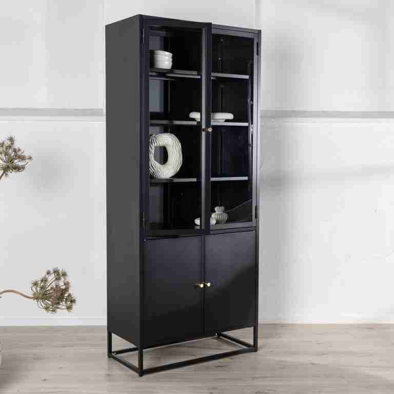 Nohr Vitrinekast Shaune 190 x 80cm - Zwart