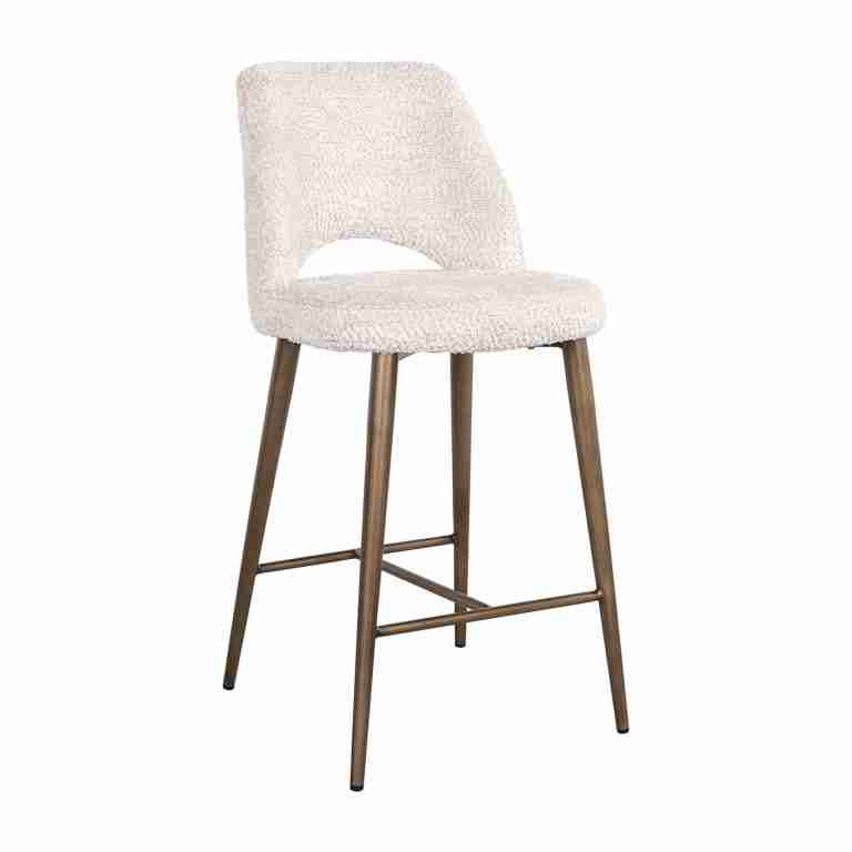 Richmond Barstoel Delphine Chenille - Crëme (zithoogte 66,5cm)