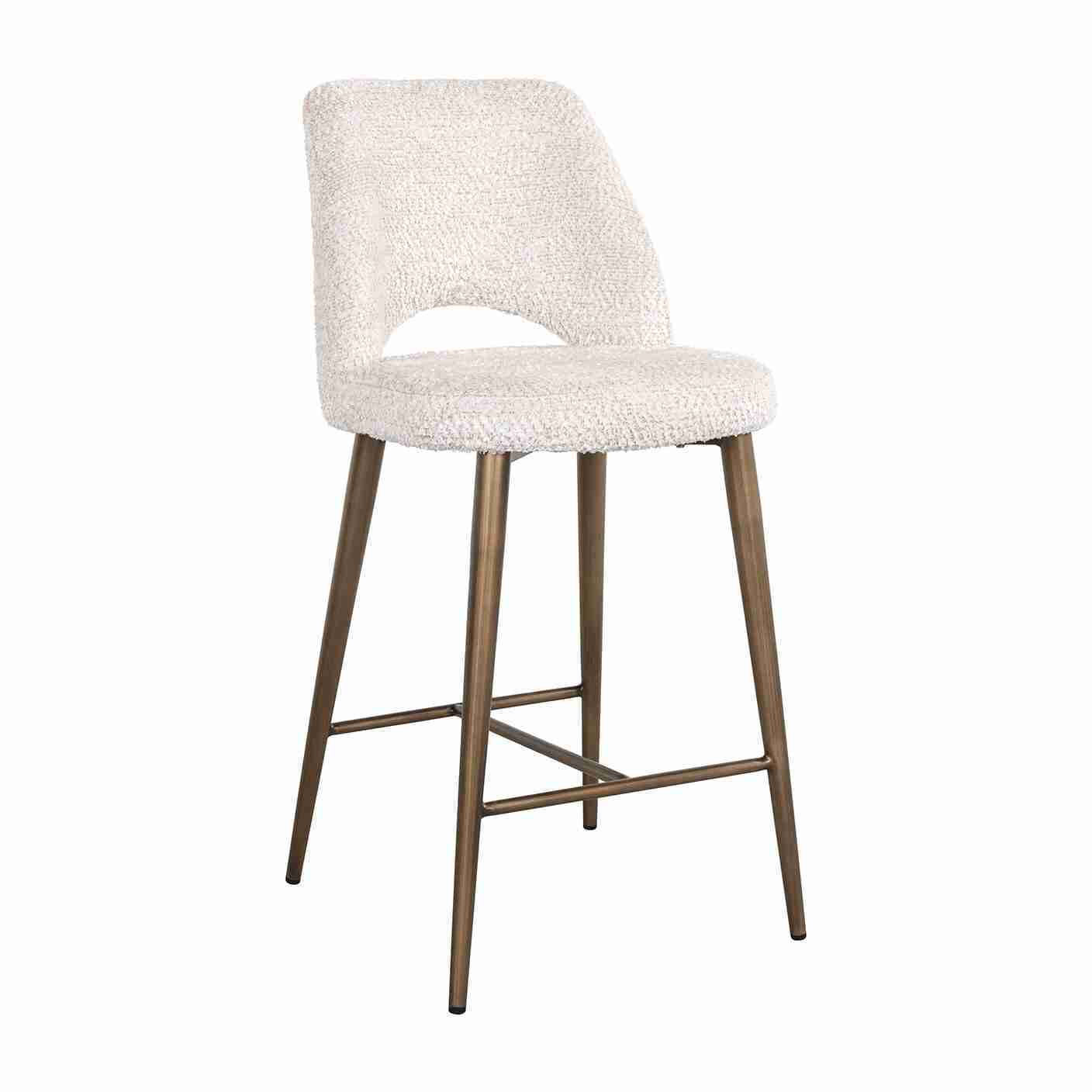 Richmond Barstoel Delphine Chenille - Crëme (zithoogte 66,5cm)