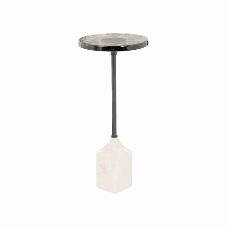 Richmond Bijzettafel Aurora Glas en marmer, √ò27cm - Beige - Rond