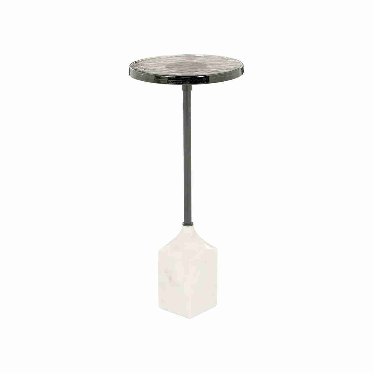 Richmond Bijzettafel Aurora Glas en marmer, √ò27cm - Beige - Rond