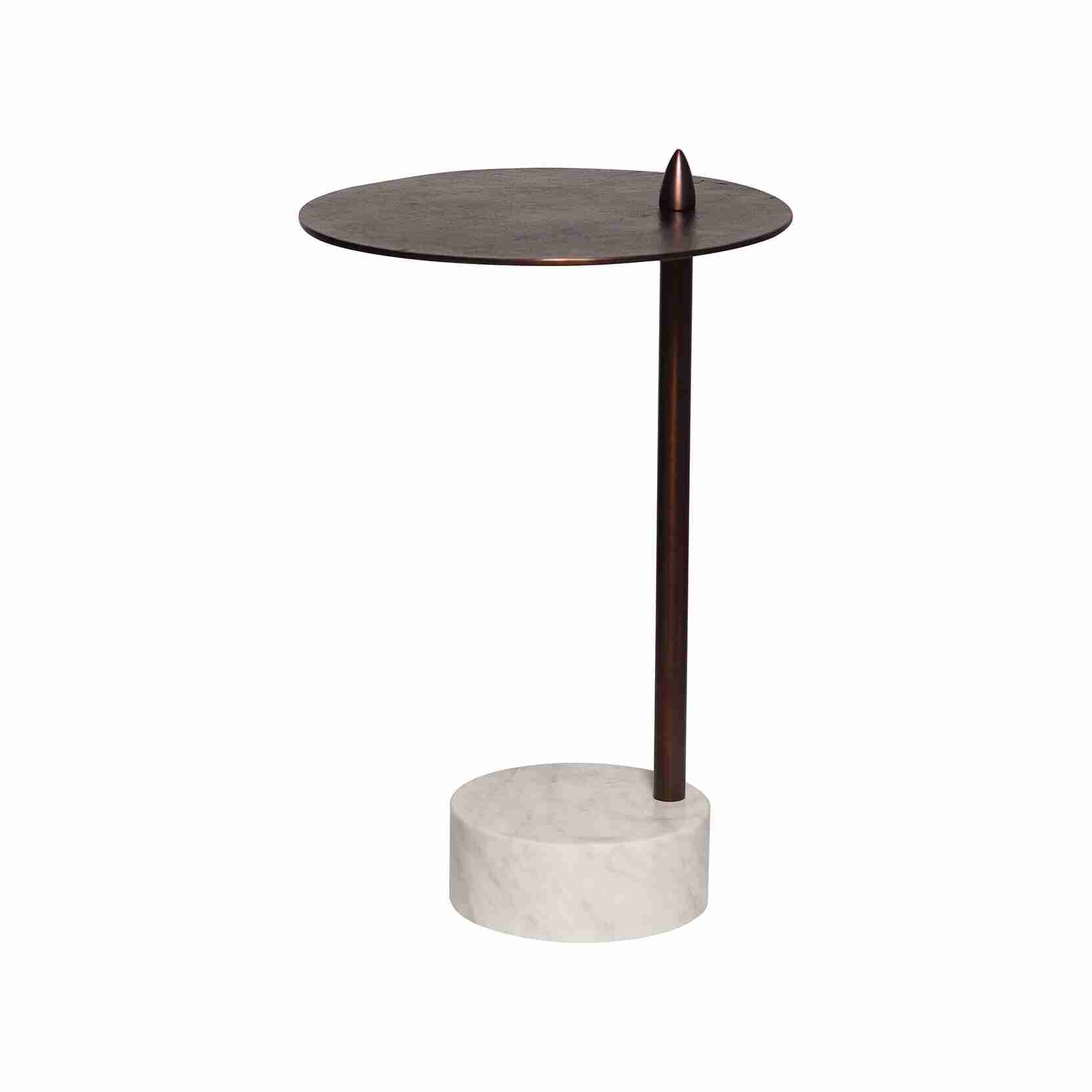 Richmond Bijzettafel Barron Marmer, 37cm - Brons - Rond