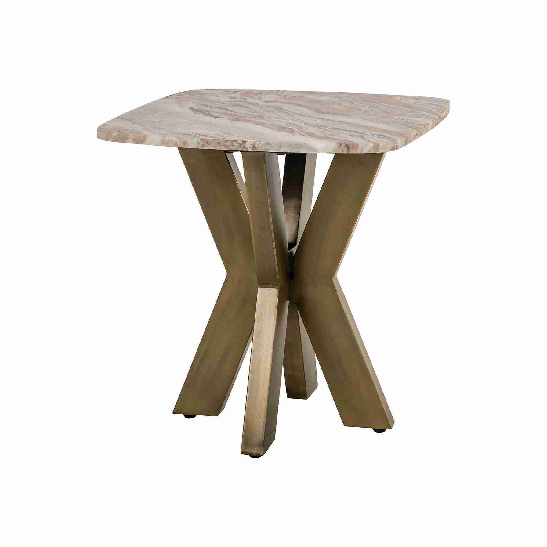 Richmond Bijzettafel Bottega Marmer en brass, 55 x 55cm - Wit - Vierkant