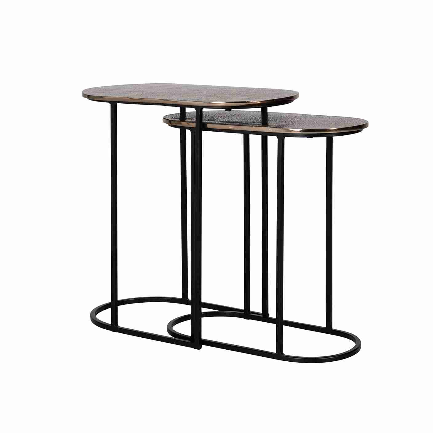 Richmond Bijzettafel Chandon Set van 2 stuks - Zwart - Ovaal