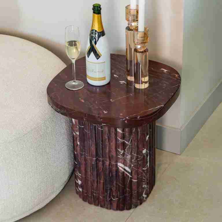 Richmond Bijzettafel Orchid Marmer, 46 x 46cm - Burgundy