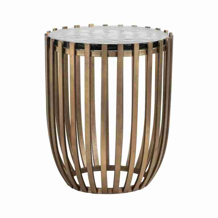 Richmond Bijzettafel Volante Glas, 47cm - Goud - Rond