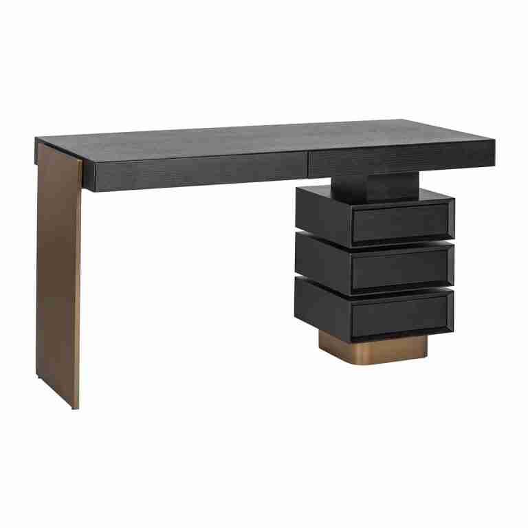 Richmond Bureau Connar Eiken, 140 x 60cm - Goud