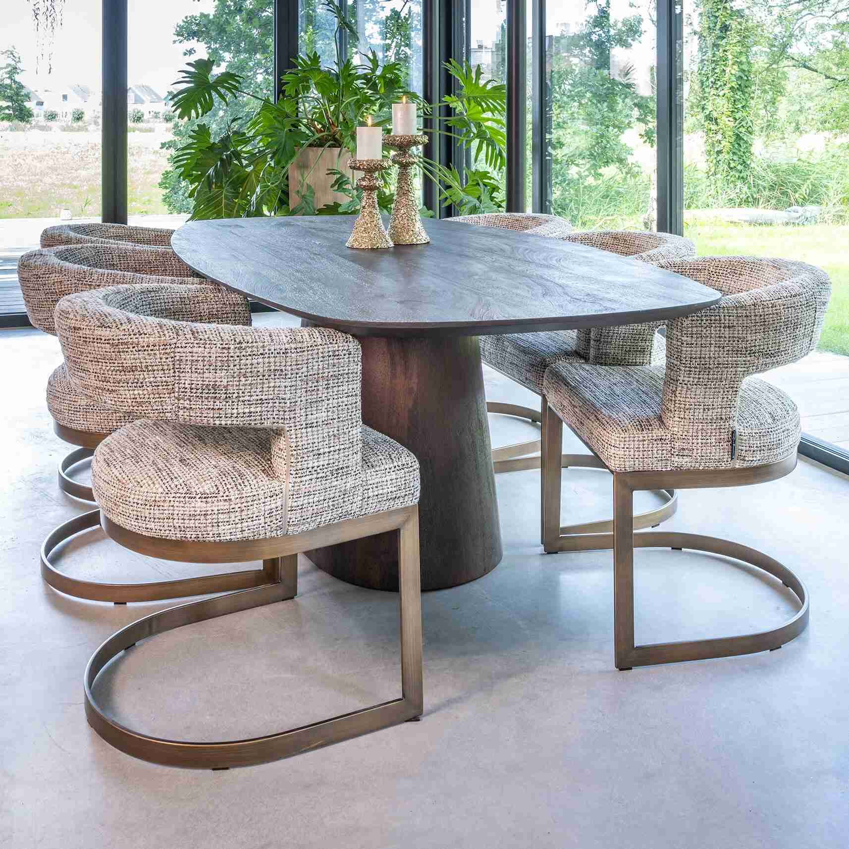 Richmond Deens Ovale Eettafel Alix Mangohout, 230 x 120cm - Donkerbruin - Ovaal