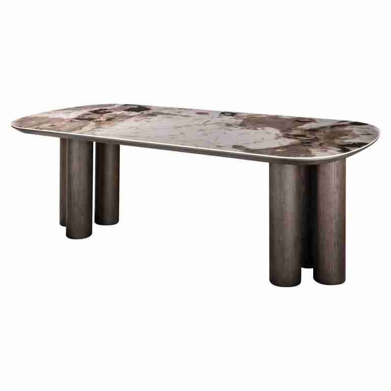 Richmond Deens Ovale Eettafel Langford Marmerlook en eiken, 230 x 110cm - Bruin - Ovaal