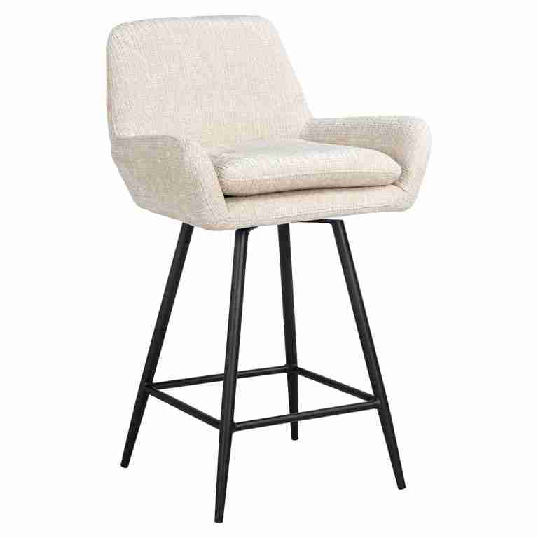 Richmond Draaibare Barstoel Linsey Chenille - Beige (zithoogte 68cm)