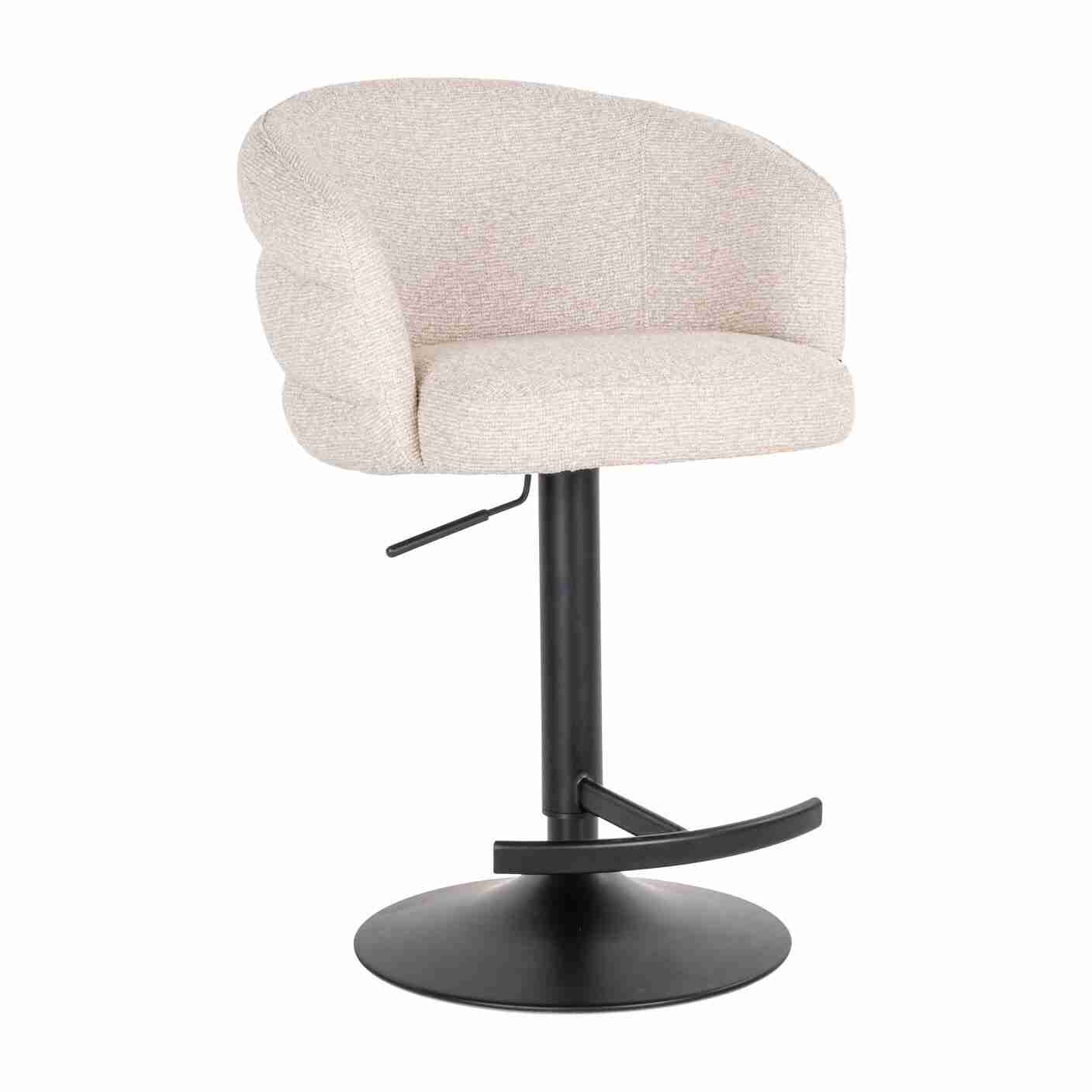 Richmond Draaibare Barstoel Nikki Bouclé - Crëme (zithoogte 61-86cm)