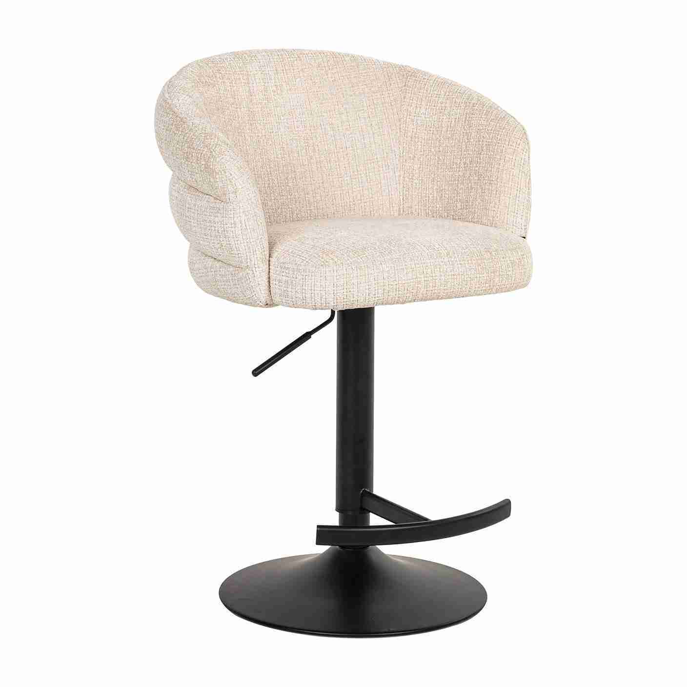Richmond Draaibare Barstoel Nikki Chenille - Beige (zithoogte 61-86cm)