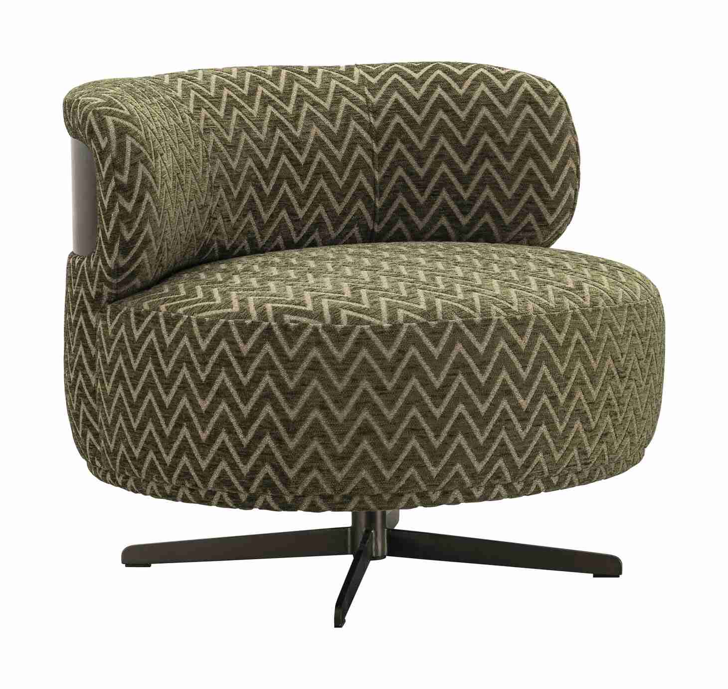Richmond Draaifauteuil Lauren Chevron - Mosgroen