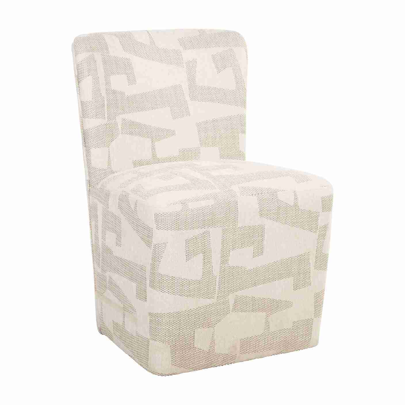 Richmond Eetkamerstoel Lorain Met wieltjes, Graffic stof - Beige