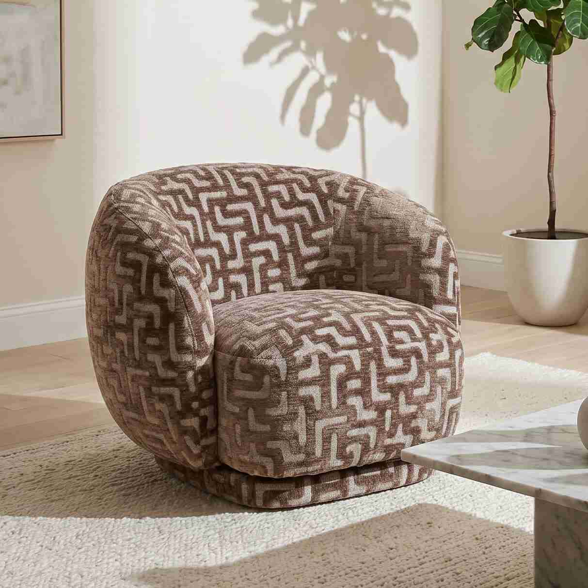 Richmond Fauteuil Negreslo Labyrinth, draaibaar - Brown
