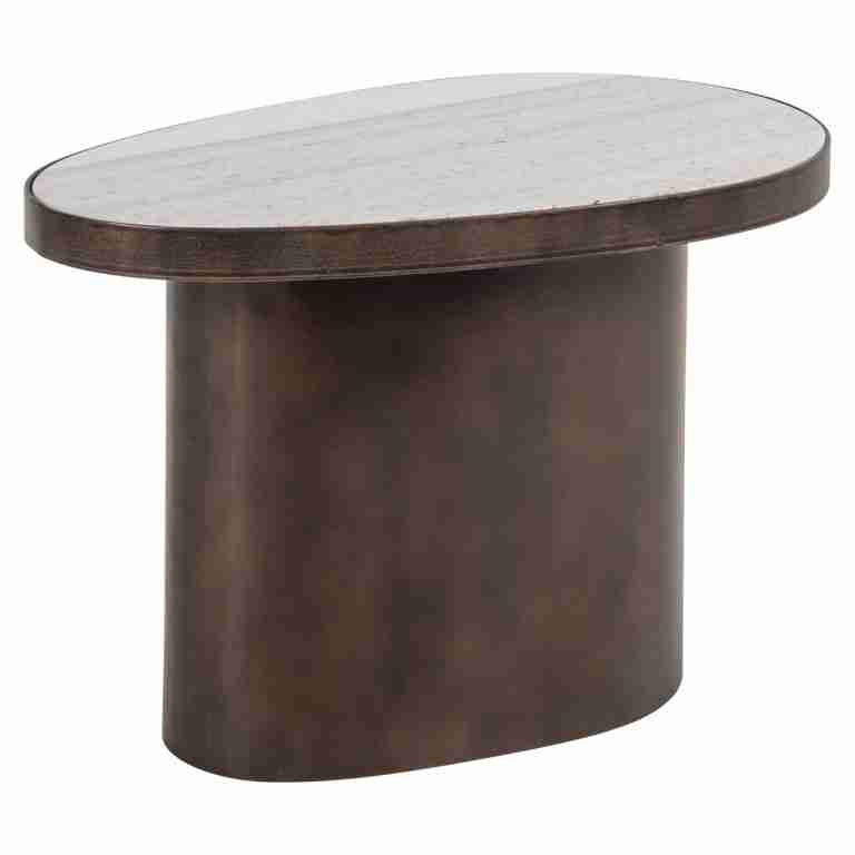 Richmond Organische Bijzettafel Biloxi Marmer en MDF, 70 x 43cm - Bruin