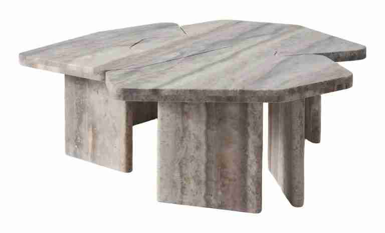 Richmond Organische Salontafel Westin Travertin, Set van 3 stuks - Grijs