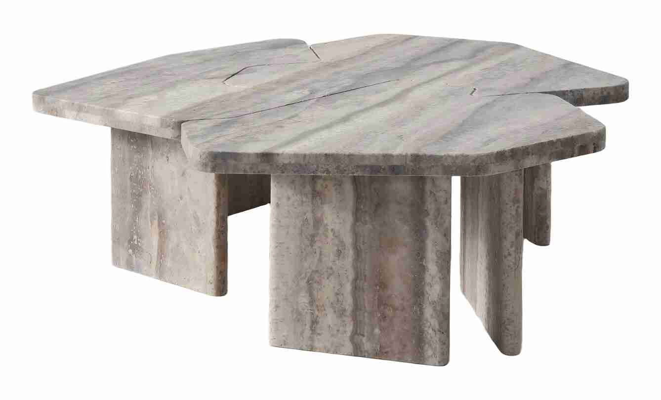 Richmond Organische Salontafel Westin Travertin, Set van 3 stuks - Grijs