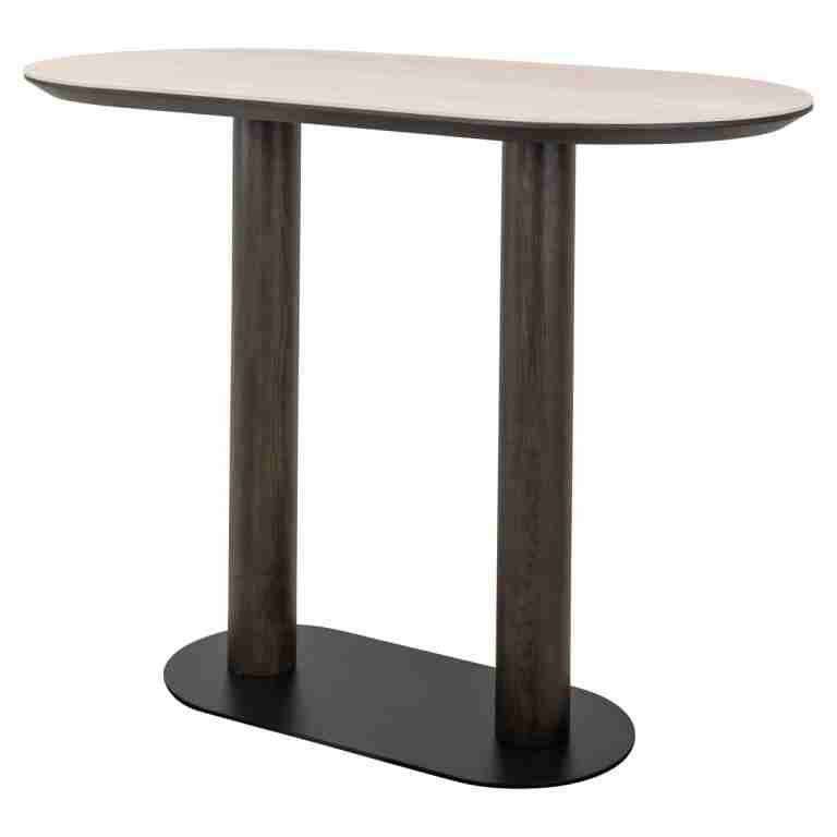 Richmond Ovale Bartafel Ritz Travertin en eiken, 140 x 75cm - Bruin - Ovaal