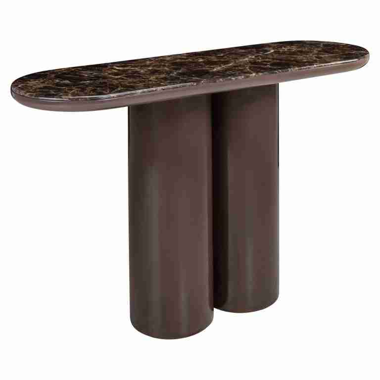Richmond Ovale Sidetable Almundi Keramiek en MDF, 120cm - Chocolat Brown