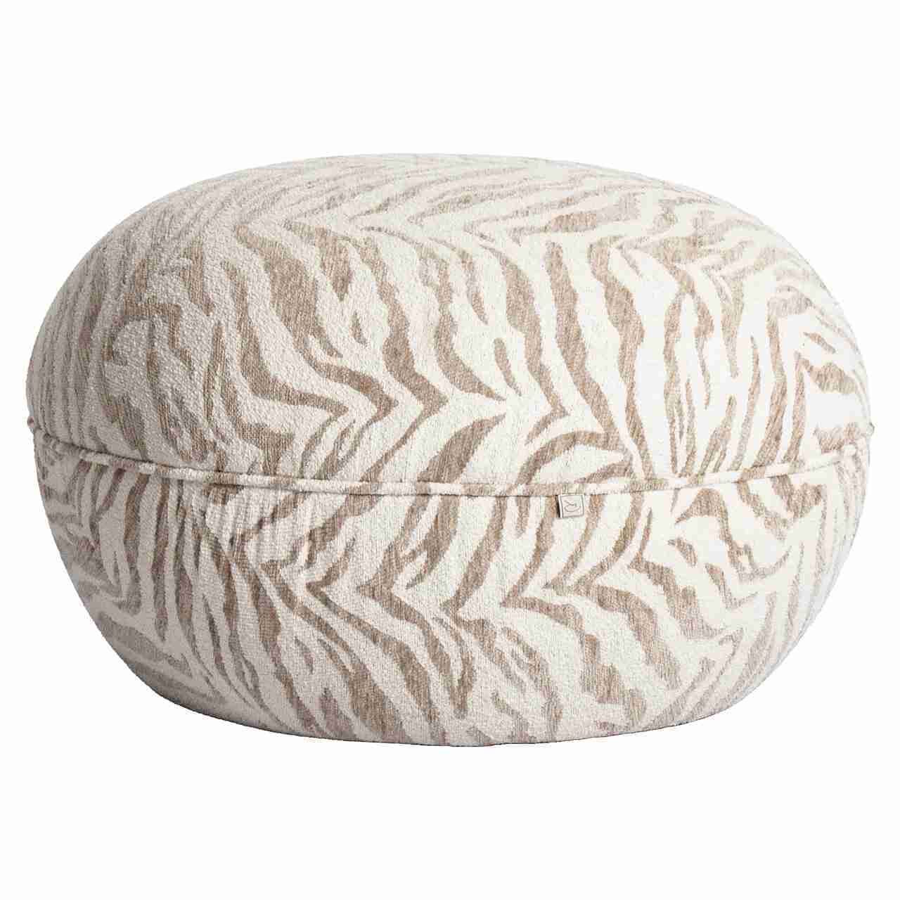 Richmond Poef Jace Tiger, √ò64cm - Beige