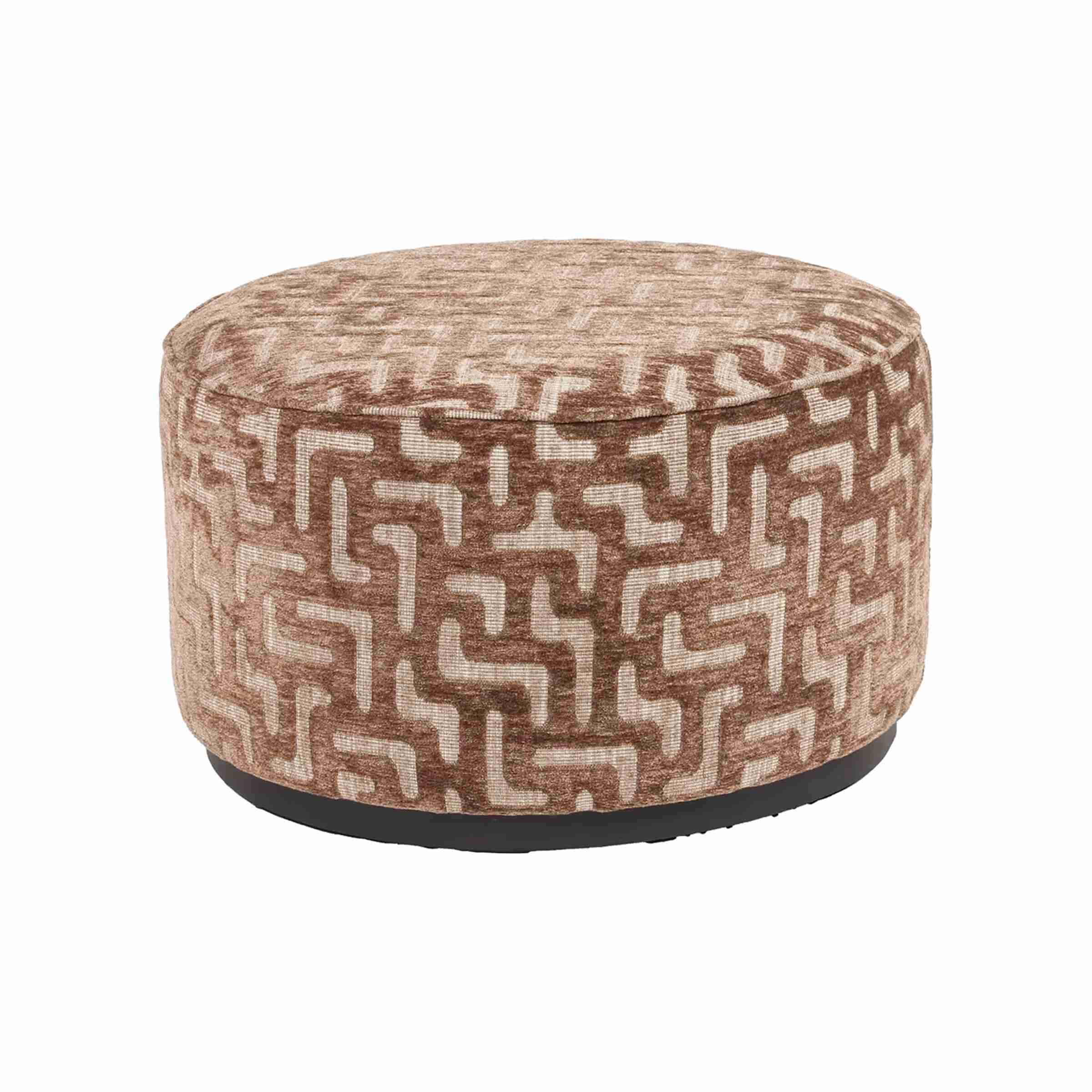 Richmond Poef Lexie Labyrinth, √ò70cm - Bruin