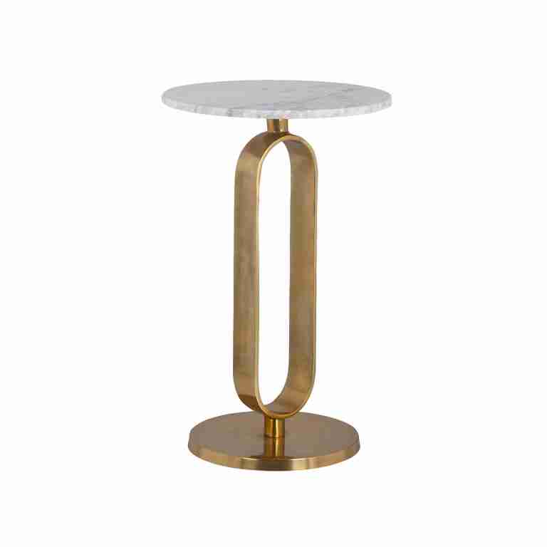 Richmond Ronde Bijzettafel Celine Marmer, 40cm - Goud