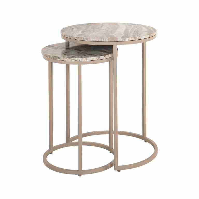 Richmond Ronde Bijzettafel Fairfax Marmer, Set van 2 stuks - Stone