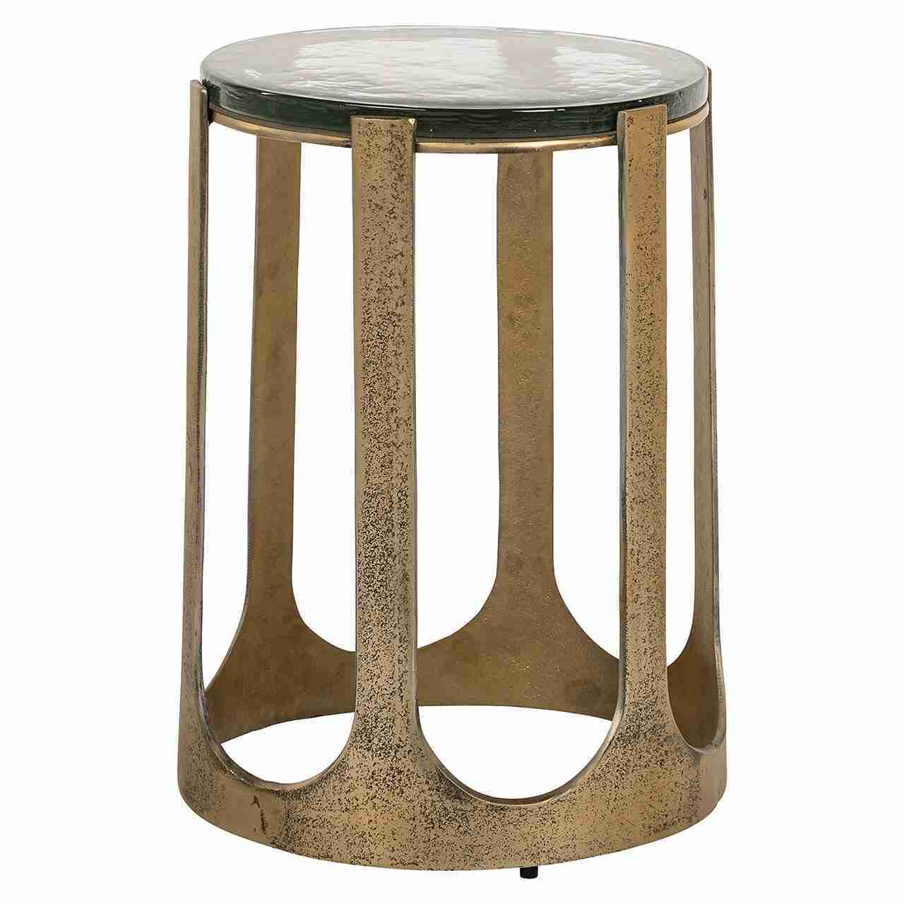 Richmond Ronde Bijzettafel Rixo Glas en brushed gold, 37cm - Goud