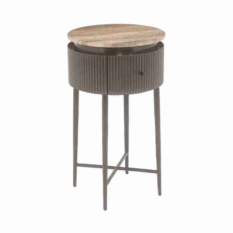 Richmond Ronde Bijzettafel Russo Travertin en brass, 40cm - Bruin