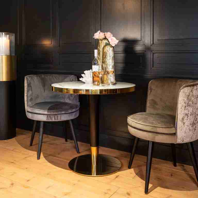 Richmond Ronde Bistrotafel Osteria Faux Marmer en Staal, √ò80cm - Goud