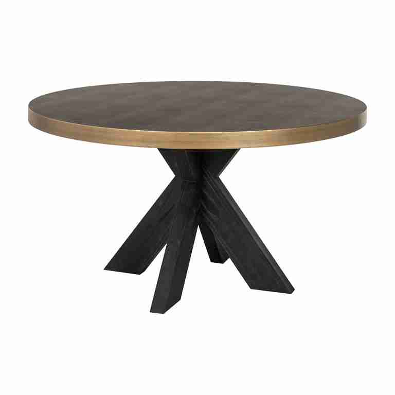 Richmond Ronde Eettafel Bloomville Segrijn Lederlook, √ò140cm - Bruin