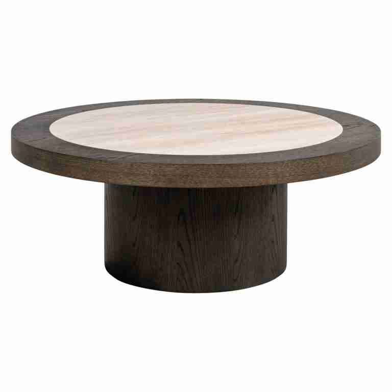 Richmond Ronde Salontafel Nando Travertinlook en eiken, 100cm - Bruin