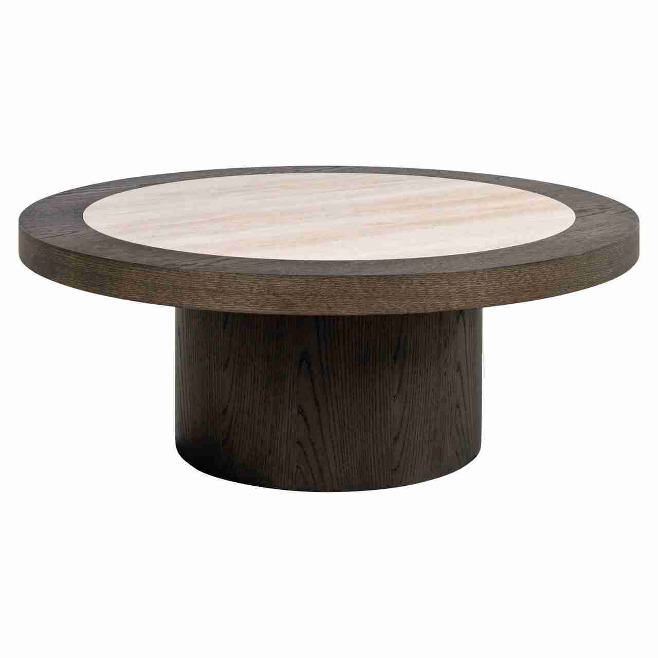 Richmond Ronde Salontafel Nando Travertinlook en eiken, 100cm - Bruin