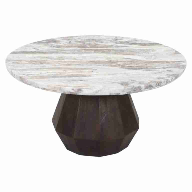 Richmond Ronde Salontafel Oberoy Marmer en mangohout, 80cm - Bruin