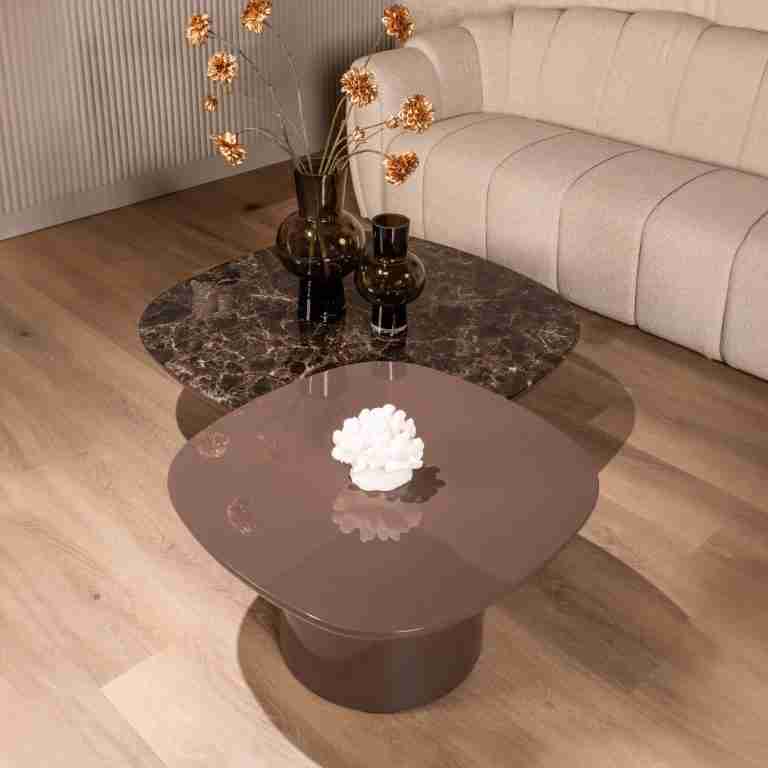 Richmond Salontafel Almundi Keramiek, set van 2 stuks - Chocolat Brown