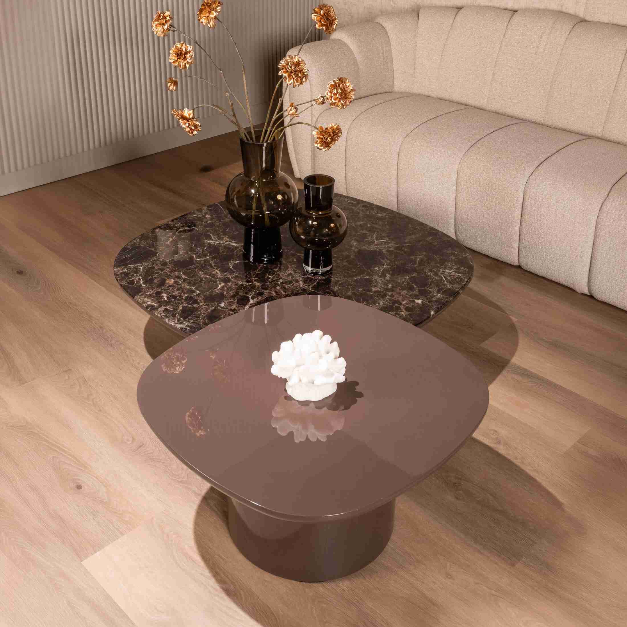 Richmond Salontafel Almundi Keramiek, set van 2 stuks - Chocolat Brown